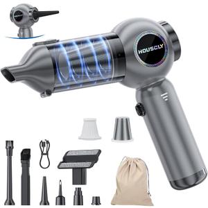 Handheld Car Vacuum Portable Cordless 25000Pa High Power Small Mini Hand Vacuum Cleaner Rechargeable 4-in-1 Compressed Air Duster Blower Pump Wireless Handheld Vac for Car Office Desktop Home Cleaning (Silver)