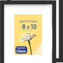 An&He 8 x 10 Picture Frame Set of 2, Black Photo Frame, Wooden Picture Frame with High Definition Glass for Wall & Tabletop Display