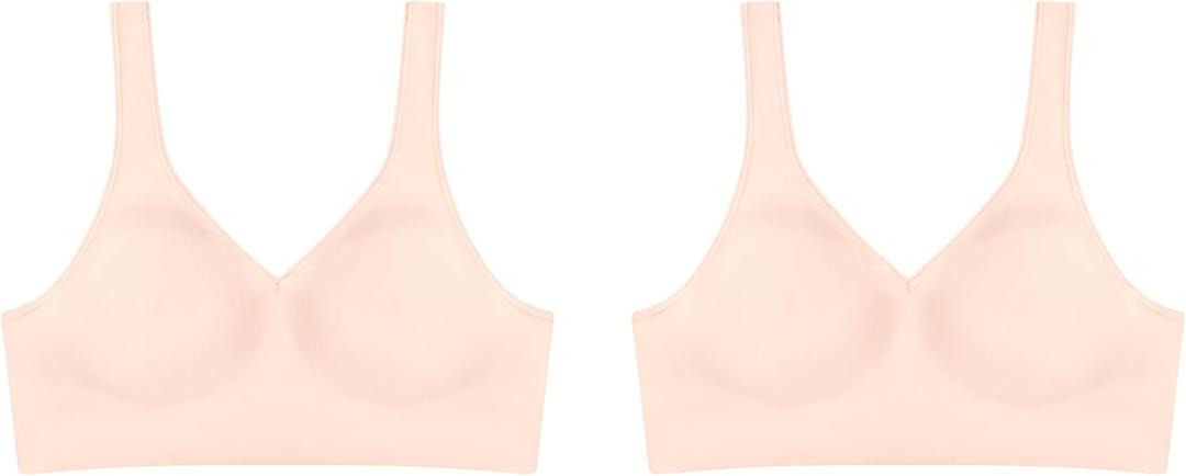 Hanes Women's Wireless Bra, Smooth Comfort Full-Coverage T-Shirt Bra for Women, Single Or 2-Pack (Medium)