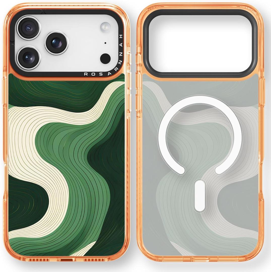 for iPhone 17 Pro Case Cute - Compatible with Magsafe - Military-Grade 6.6 ft Drop Protection Shockproof Phone Case - Cosmic Wave Design (6.3') Cosmic Orange