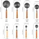 Measuring Cups and Spoons Set with Fragrant Wood Handles, 8 Piece Measuring Spoons and Measuring Cups Set,Precision Measuring Cup Set for the Kitchen Enthusiast(Black)