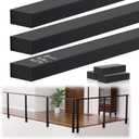 5FT Black Stainless Steel Cable Railing Handrail, 3 Pack Rectangular Handrail for Indoor Outdoor Deck Stair, Easy DIY Cut to Fit, Deck Railing Flat Top Rail with Metal End Cap