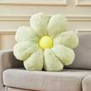 Large 20" Flower Pillow Floor Pillow Seat Cushion  Faux Rabbit Fur Plush Throw Pillow, Cozy Floor Cushion & Gift for Kids Adults (Green)