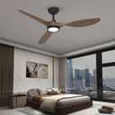 Roomratv Ceiling Fans with Lights and Remote Control,Quiet Noiseless Reversible DC Motor,6 Speeds,Timers, 3 CCT, Indoor Use, Plastic Blades,52 Inch Black Wood Grain Modern Ceiling Fan for Living Room, Black Wood Grain, 52" Remote