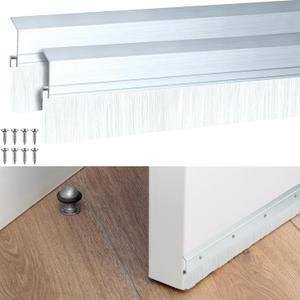 Hushee Brush Door Sweep for Exterior Interior, 48 Inches, White, 2 Pack