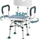 Swivel Shower Chair with Arms and Back, 500 lbs Heavy Duty Shower Stool for Inside Shower Stall and Bathtub, Height Adjustable Rotating Shower Chair & Seat for Elderly, Adults, Handicap and Disabled