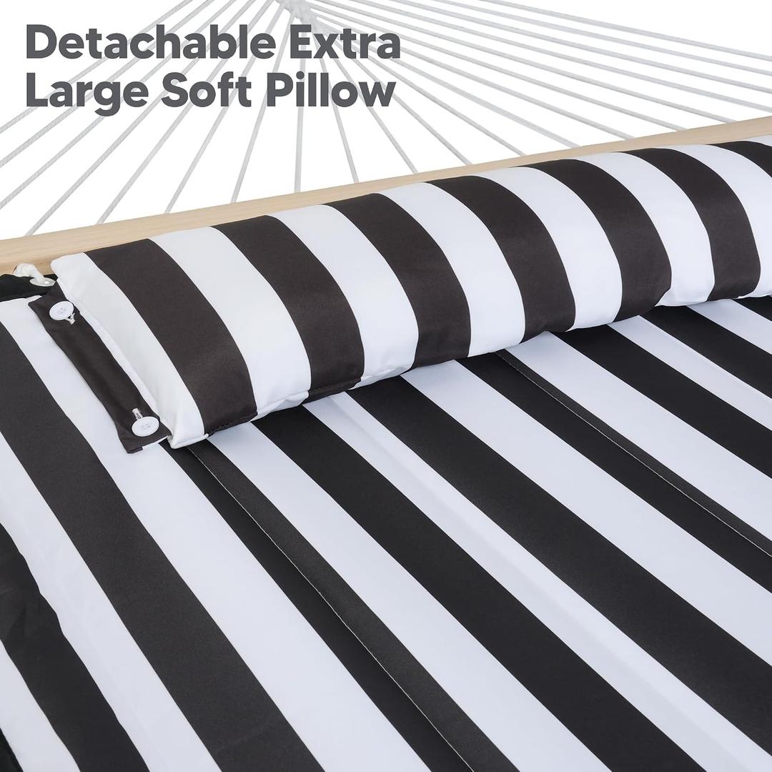 SUNCREAT Double Quilted Hammock, Black Stripes