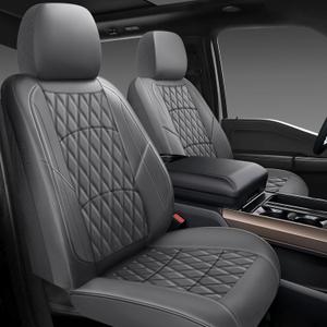 NS YOLO Leather Car Seat Covers,Universal Fit for Most Cars,SUVs and Sedans,Waterproof Luxury Leatherette Cushions, 5 Seats Protectors (Grey, Full Set-5 Seats(Front and Rear))