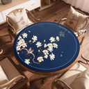 Round Mahjong Mat 39 Inch, Non-Slip Table Topper with Rubber Backing, Large Playmat for Poker, Cards, and Board Games (Blue,100cm)
