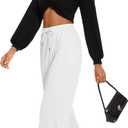 M MOTEEPI Women Sweatpants Wide Leg 30" Lounge Sweat Pants Casual Baggy Trousers with Elastic Waist Straight Leg (White)