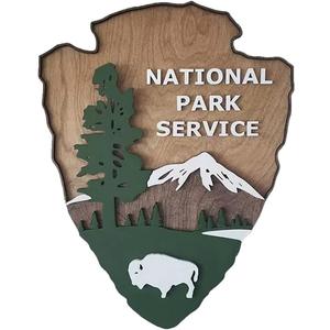 National Park Service Sign Arrow Head Antique Park Sign Wood Carved Sign Courtyard Garden Home Wall Mounted Decor for Indoor and Outdoor