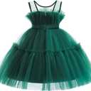 12M-6T Baby Girls Christmas Ruffle Ball Tutu Gown Wedding Party Lace Dresses (Green)