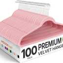 HOUSE DAY Premium Velvet Hangers 100 Pack Light Pink, Non-Slip Flocked Felt Hangers, Sturdy Clothes Hanger with 360 Rotatable Hook, Heavy Duty Durable Slim Coat Hanger for Closet Space Saving