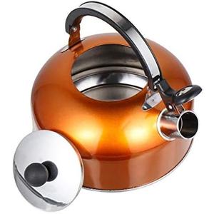 Tea Kettle for Stove Top Stainless Steel Tea Kettle Stovetop Whistling Teakettle Teapot with Handle Coffee Kettle for Home Restaurant Hotel Orange