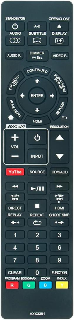 AULCMEET VXX3391 New Replacement Remote Control fit for Pioneer Blu-Ray DVD Disc Player BDP-88FD BDP-85FD BDP85FD BDP88FD