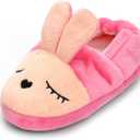 Enteer Baby Girls Cute Cartoon Warm House Slippers with Non-Slip Rubber Sole, Size 7-8 Toddler
