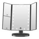 FASCINATE Trifold Vanity Mirror with Lights, Lighted Makeup Mirror 2X/3X Magnification, 21 LED Touch Dimming, Dual Power 180 Rotation Lit Beauty Table Mirror, Make up Mirror with Lighting (White)