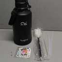 [2-IN-1 LID] Gallon Insulated Water Bottle with Silicone Boot (48hrs Cold/24hrs Hot) - DIY Stickers, Leakproof, BPA Free, 128 oz (Black)
