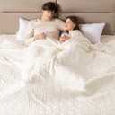 Bearhug Electric Blanket King Size 100" x 90", Dual Controller Heated Blanket, White Flower Patterns Faux Fur & Warm Sherpa, 10-Heat Levels & 1-12H Auto Off,ETL, Machine Washable