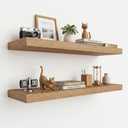 WOPITUES 24" W×8" D Long Floating Shelves for Wall (Set of 2, White Oak)