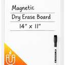 Mr. Pen- Dry Erase Board, 14” x 11” with a Black Dry Erase Marker, White Frame, Small Mini White Board for Students, Fridge, Wall, Locker, Includes Double Sided Tapes