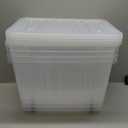 Lidded Storage Bin Stackable Storage Box Organizing Container with Lid and Snap Lock, Durable, Plastic, Clear, 85 quart, Pack of 4