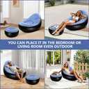 Inflatable Lounge Chair for Adults, Portable Folding Inflatable Blow Up Couch with Foot Stool, Lazy Flocking Recliner Chair Air Sofa for Indoor Outdoor Travel Camping (No Pump)