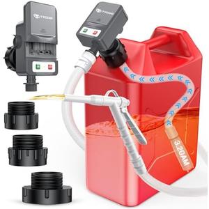 Portable Fuel Transfer Pump - Nozzle for Quick Flow Control, Battery Powered, 3.2 GPM, No Spill, 3 Tank Adapters for Gas/Diesel/Kerosene/Water (Gray)