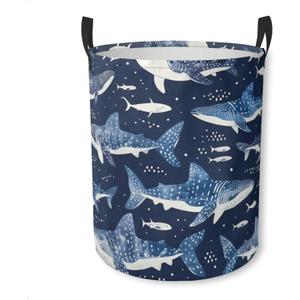 Laundry Basket Whale Shark Collapsible Laundry Hamper with Handles Clothes Storage Bin for Household Bedroom Bathroom College Dorms