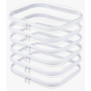 6-Pack Large Clear Hard Shell Zipper Pouches, Clear Zipper Bags, Hard Case Pouches for Purse & Diaper Bag Organizer, and Travel Essentials（6L）