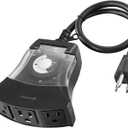 Fosmon Outdoor Timer Outlet Waterproof, Outdoor Light Timer for Electrical Outlets, Weatherproof 24 Hour Mechanical Heavy Duty Plug for Outside Lighting, Garden, 15A, 3-Prong, Grounded, ETL Listed