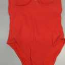 BERLOOK One Piece Swimsuit Women Tummy Control Ribbed Retro Bathing Suits Contrast Trim Knotted Sexy Slimming Swimwear (Red, L)