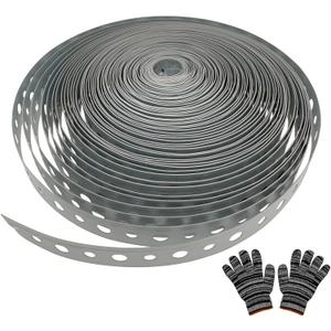 Metal Pipe Strap 3/4-Inch x 50-Feet 24-Gauge for Pipe Support Galvanized Pipe Hanger Strap Metal Strapping with Hole Flexible Trimming