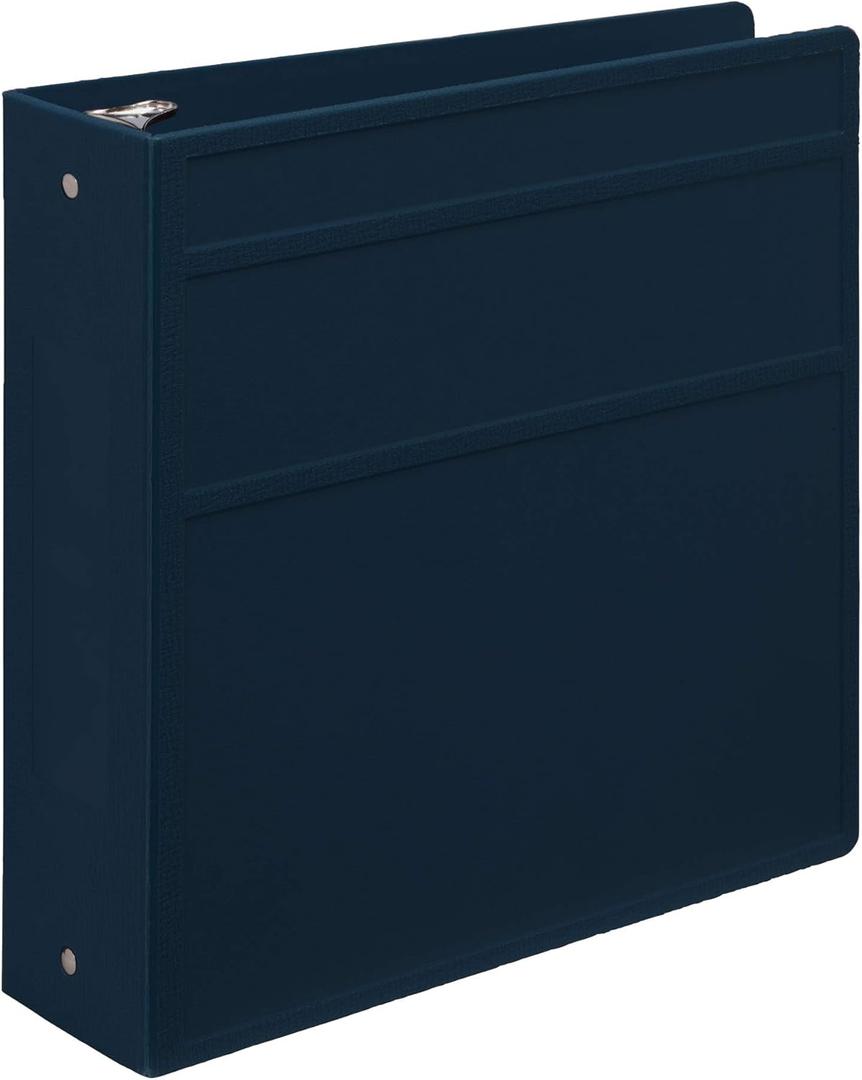 Carstens 3-Inch Heavy Duty 3-Ring Binder - Side Opening, Navy Blue, Durable Plastic, Precision No-Gap Rings, Waterproof Cover, No Pockets, Holds 400 US Letter Sheets, BPA-Free, Made in USA (1749-3R) (Individual)