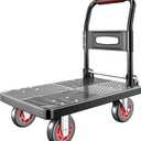 Upgraded Foldable Push Cart Dolly | 660 lbs. Capacity Moving Platform Hand Truck | Heavy Duty Space Saving Collapsible | 4‘’ TPR 360-Degree Silent Wheels | 2 Swivel Wheels and 2 Fixed Wheels