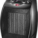 Kismile Small Electric Space Heater Ceramic Space Heater,Portable Heater Fan for Office with Adjustable Thermostat and Overheat Protection ETL Listed for Kitchen, 750W/1500W(Black) (Luxury Black-Built-in Handle)
