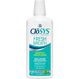 CloSYS Mouthwash, 32 Ounce, Fresh Breath Mouthwash, Gentle Mint, Alcohol Free, Dye Free, pH Balanced Mouth Wash, Helps Soothe Entire Mouth, Fights Bad Breath