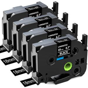 Labelife 18mm Black Label Tape TZe-345 Replacement for Brother P Touch Label Tape 18mm 0.7 Laminated White on Black TZe TZ Tape TZe345 for Brother PT-D400 PT-D410 PT-D600 PT-D610BT Label Maker, 3-Pack