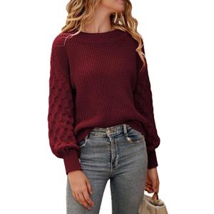 PRETTYGARDEN Women's Fall 2026 Pullover Sweater Casual Long Sleeve Loose Chunky Knit Tops Blouse Winter Fashion Clothing (M)