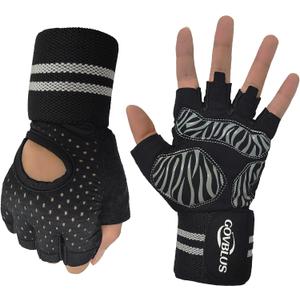 Workout Gloves for Men and Women,Gym Gloves for Weight Lifting with Wrist Support,Exercise,Rock Climbing, Biking,Training,Fitness,Pull up,Fingerless, Breathable and Snug fit