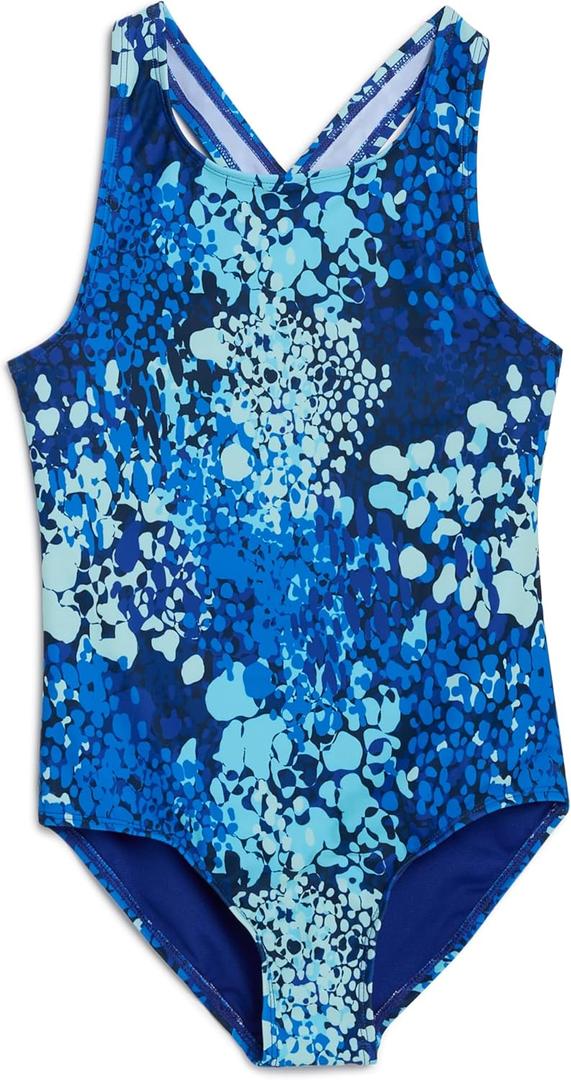 Lands' End Girls' Swimwear UPF 50 One Piece Swim Suit (XS-XL) (Large, Blue)