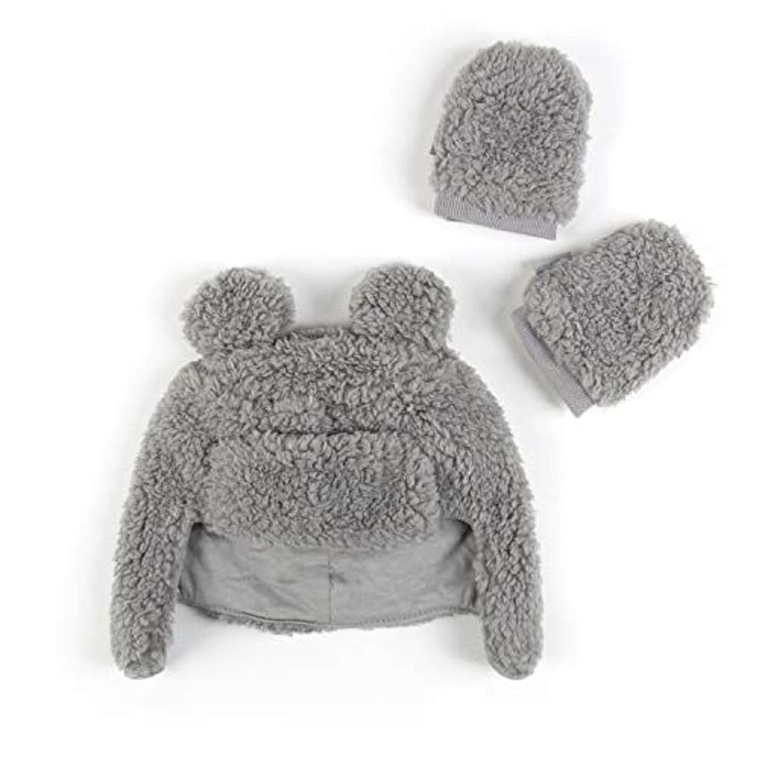 Tadpoles Super Soft Plush Sherpa Hat & Mittens Set, Grey