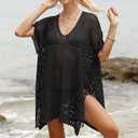 Women's Loose Swimsuit Crochet Sexy V Neck Swim Coverups Bathing Suit Bikini Cover up Vacation Summer Beach Dresses, One Size