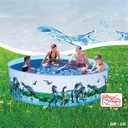 8FT Kiddie Pool, Non-Inflatable & Hard Plastic Round Pool  Large Family Wading Swimming Pool for Kids, Adults & Dogs  Easy Setup Outdoor Water Play for Garden Backyard Summer Parties (97" X 15", Dinosaur)