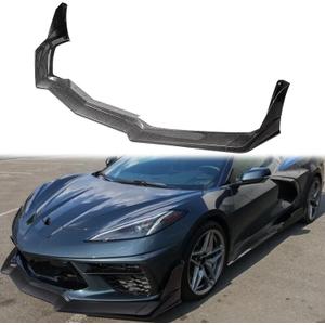 Carbon Fiber Front Bumper Lip Compatible with Corvette C8 2020-2025, Front Splitter Protector Body Kit