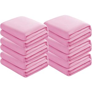 6 Pcs Fleece Sleepover Blankets for Girls Fleece Soft Blankets Fluffy Throw Blanket for Spa Slumber Movie Night Wedding Party, Pink, 40"x60"