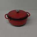 Lodge 6 Quart Enameled Cast Iron Dutch Oven with Lid  Dual Handles  Oven Safe up to 500 F or on Stovetop - Use to Marinate, Cook, Bake, Refrigerate and Serve  Island Spice Red