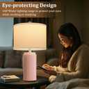 23.5 Modern Pink Table Lamps Set of 2 for Living Room, Ceramic Bedside Lamps with White Linen Shade for Girls Room, Rustic Nightstand Lamps for Bedroom Home Office, Cute Lamps for End Table Dorm