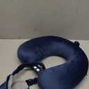 Pure Memory Foam Travel Pillow Set for Adults - Comfortable & Removable Machine Washable Cover, Neck Support Pillow Airplane Travel Kit with Eye Mask for Portable Plane Accessories -Dark Blue