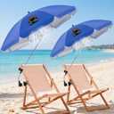 Beach Chair Umbrella with Adjustable Clamp & Solar Fan, UPF 50+